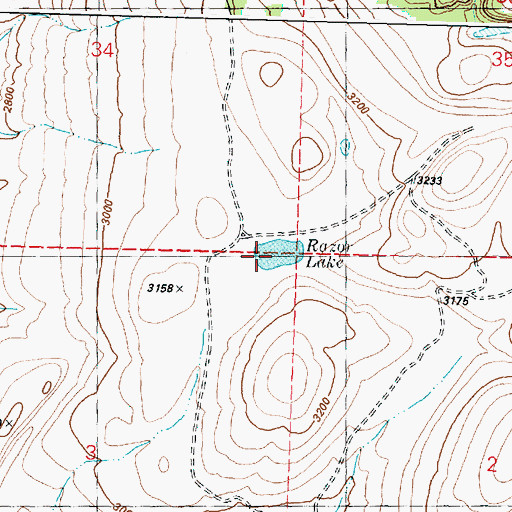 Topographic Map of Razor Lake, WA