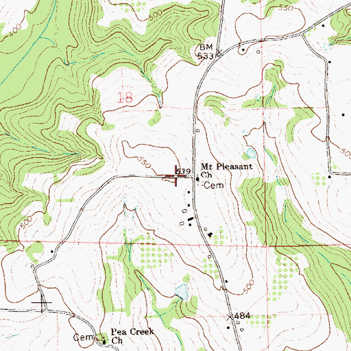 Topographic Map of Mount Pleasant Church, AL