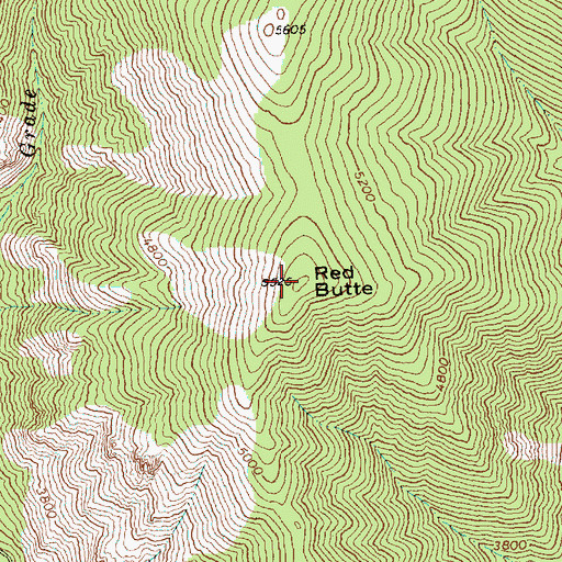 Topographic Map of Red Butte, WA