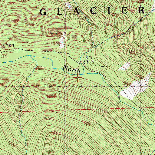 Topographic Map of Red Creek, WA