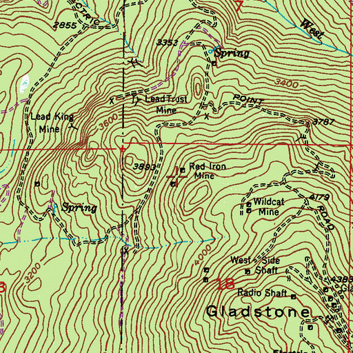 Topographic Map of Red Iron Mine, WA