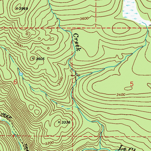 Topographic Map of Red Man Creek, WA