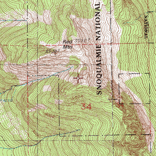 Topographic Map of Red Mountain, WA