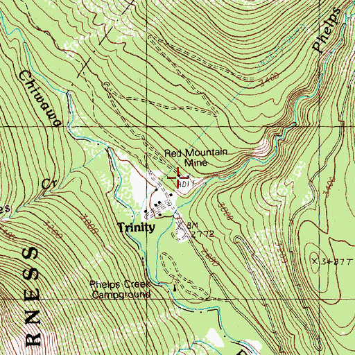 Topographic Map of Red Mountain Mine, WA