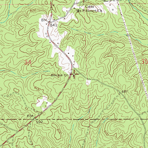 Topographic Map of Mount Pleasant Church, AL