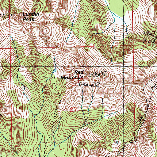 Topographic Map of Red Mountain, WA