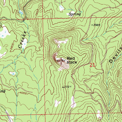 Topographic Map of Red Rock, WA