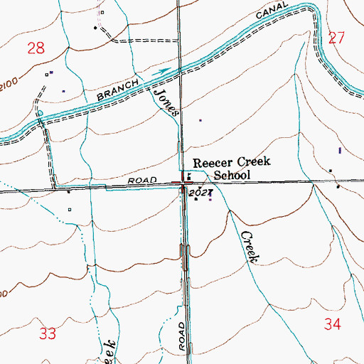 Topographic Map of Reecer Creek School, WA