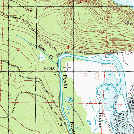 Topographic Map of Reed Creek, WA