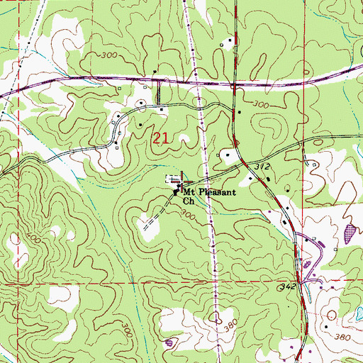 Topographic Map of Mount Pleasant Baptist Church, AL