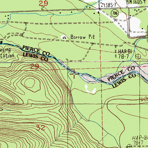 Topographic Map of Reese Creek, WA
