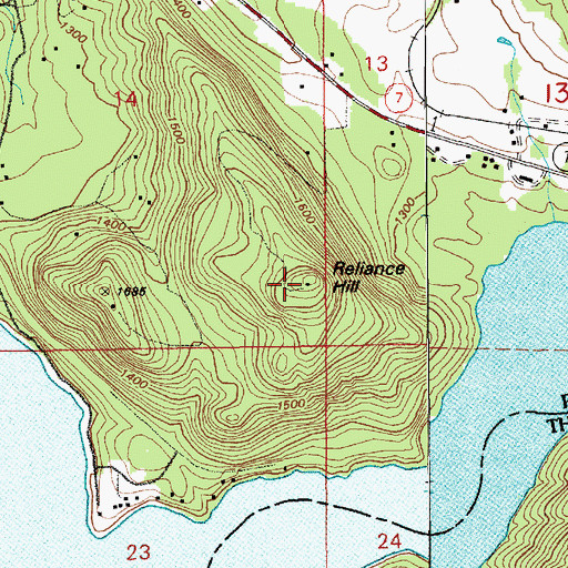 Topographic Map of Reliance Hill, WA