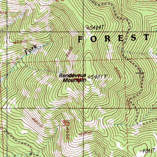Topographic Map of Rendevous Mountain, WA