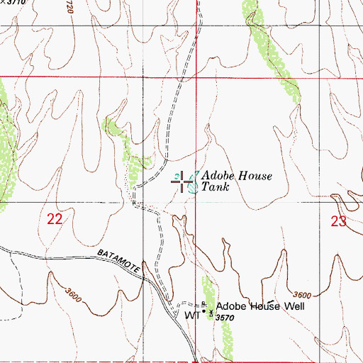 Topographic Map of Adobe House Tank, AZ