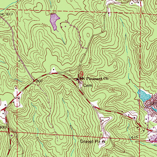 Topographic Map of Mount Pleasant Freewill Baptist Church, AL