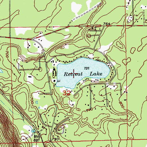 Topographic Map of Retreat Lake, WA