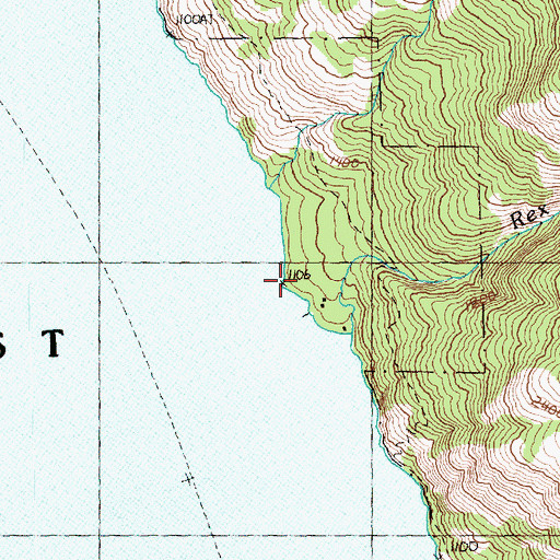 Topographic Map of Rex Creek, WA