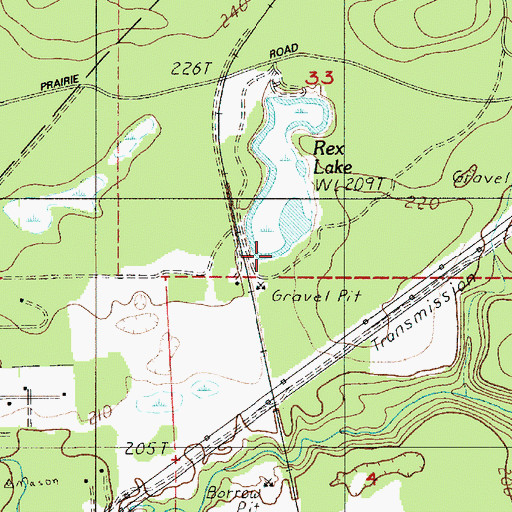 Topographic Map of Rex Lake, WA