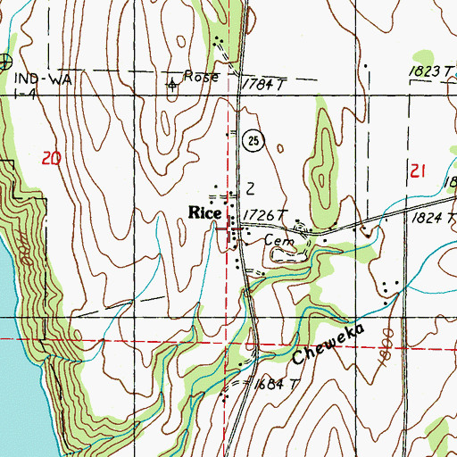 Topographic Map of Rice, WA