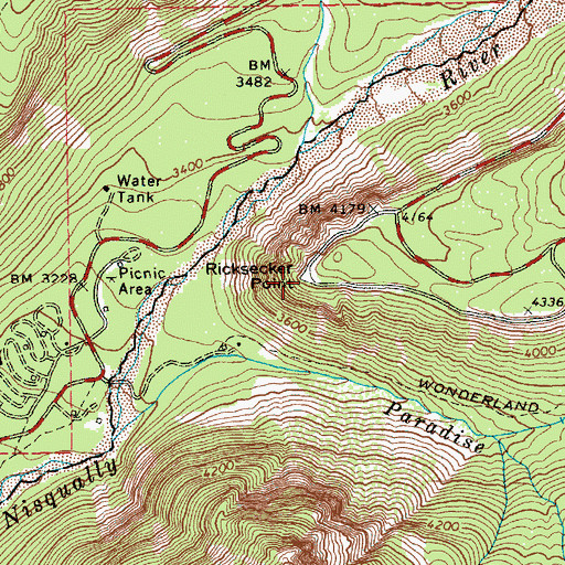 Topographic Map of Ricksecker Point, WA