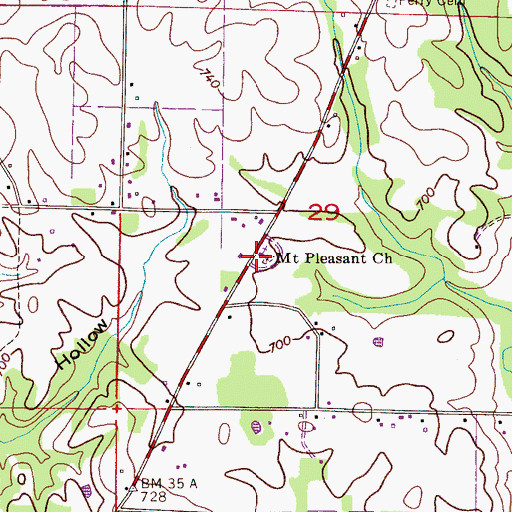 Topographic Map of Mount Pleasant Baptist Church, AL