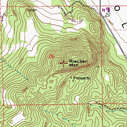 Topographic Map of Riecker Mountain, WA