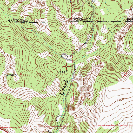 Topographic Map of Righthand Fork Rock Creek, WA