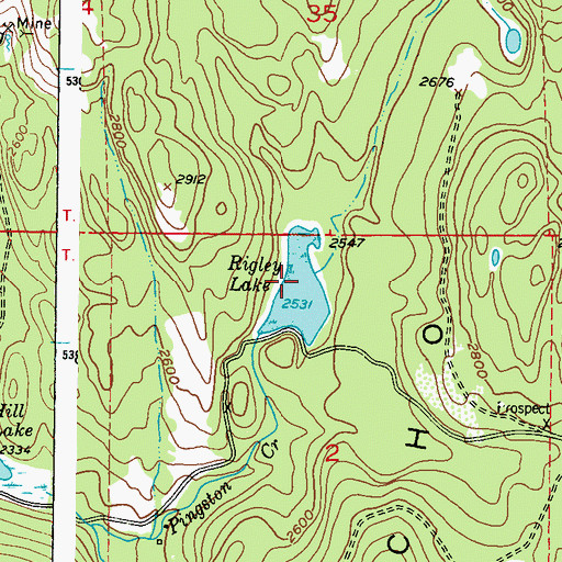 Topographic Map of Rigley Lake, WA