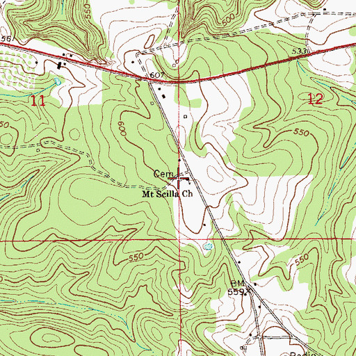Topographic Map of Mount Scilla Church, AL