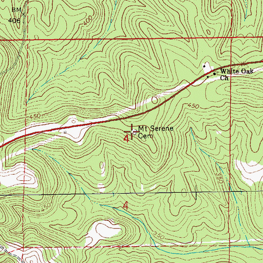 Topographic Map of Mount Serene Cemetery, AL