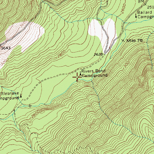 Topographic Map of Rivers Bend Campground, WA