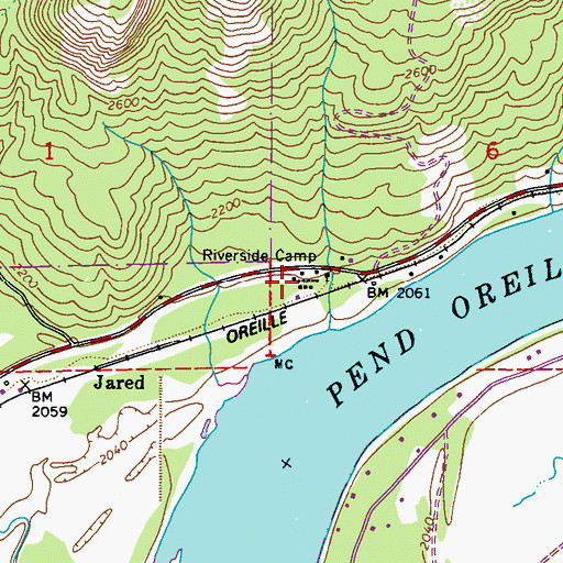 Topographic Map of Riverside Camp, WA