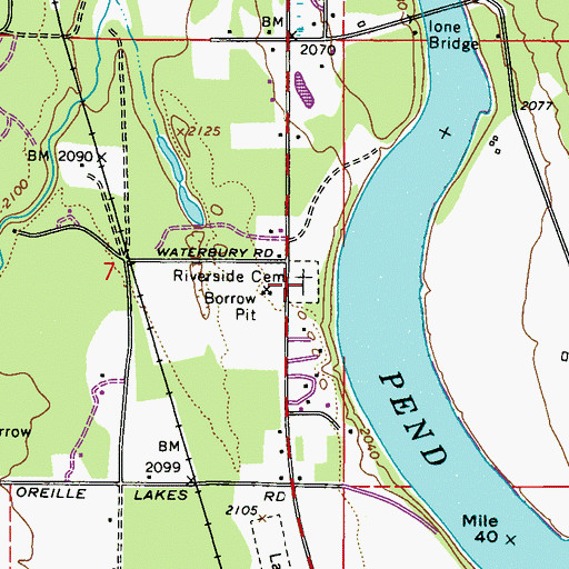 Topographic Map of Riverside Cemetery, WA