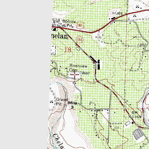 Topographic Map of Riverview Cemetery, WA