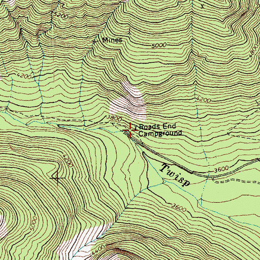Topographic Map of Roads End Campground, WA