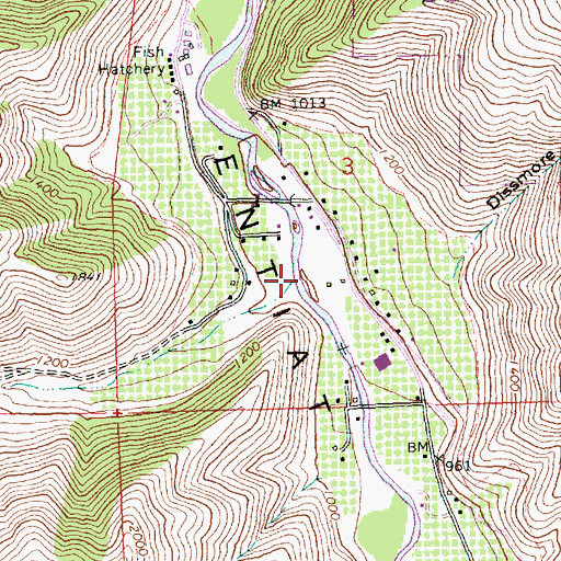 Topographic Map of Roaring Creek, WA
