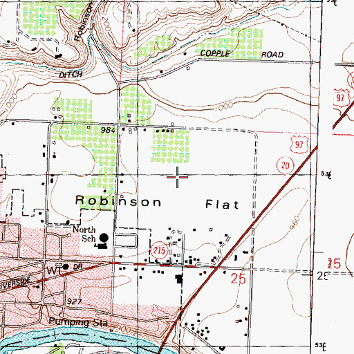 Topographic Map of Robinson Flat, WA