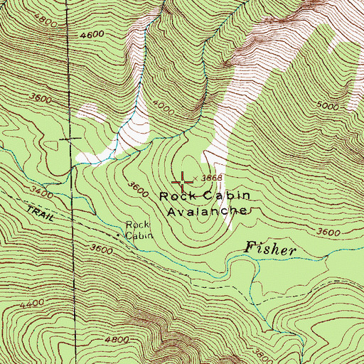 Topographic Map of Rock Cabin Avalanche, WA