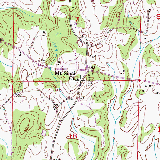 Topographic Map of Mount Sinai Baptist Church, AL