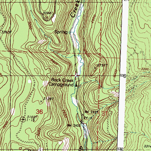 Topographic Map of Rock Creek, WA