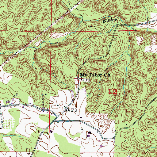 Topographic Map of Mount Tabor United Methodist Church, AL