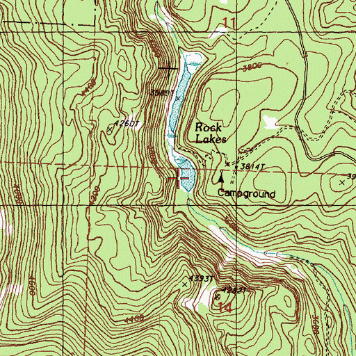 Topographic Map of Rock Lakes, WA