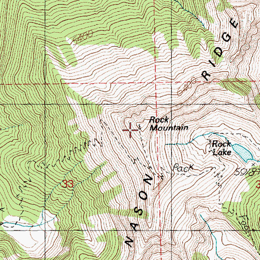 Topographic Map of Rock Mountain, WA
