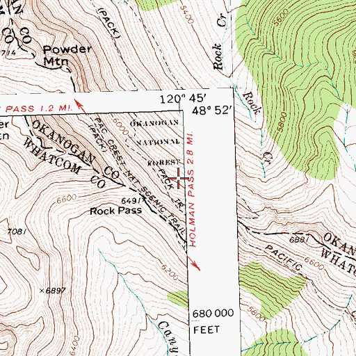 Topographic Map of Rock Pass, WA
