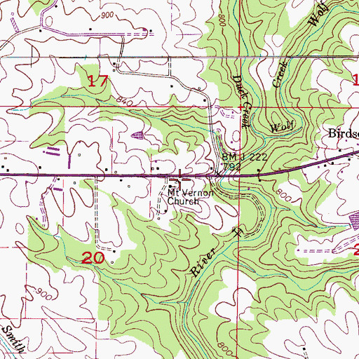 Topographic Map of Mount Vernon Primitive Baptist Church, AL
