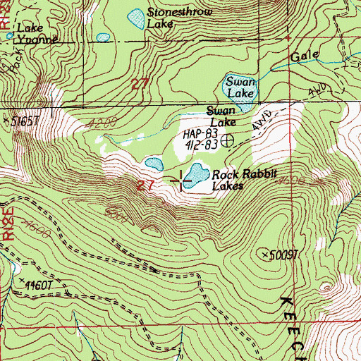 Topographic Map of Rock Rabbit Lakes, WA