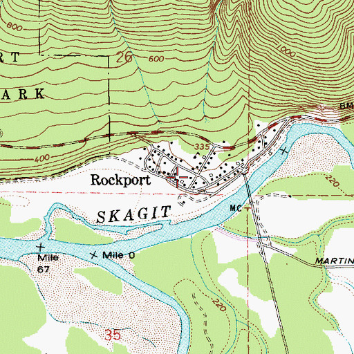 Topographic Map of Rockport, WA