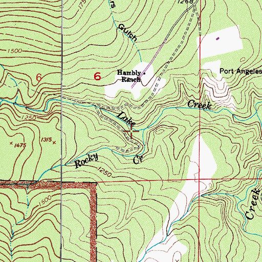 Topographic Map of Rocky Creek, WA