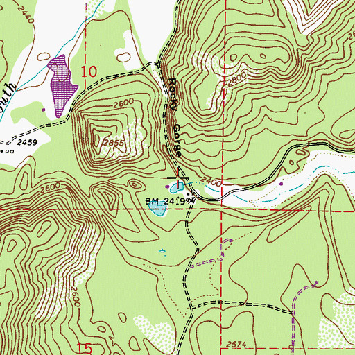 Topographic Map of Rocky Gorge, WA