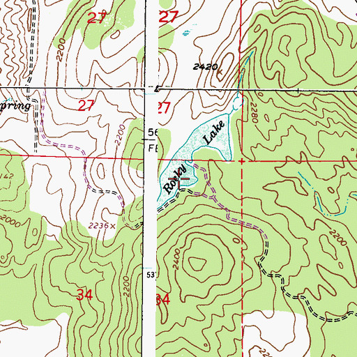 Topographic Map of Rocky Lake, WA